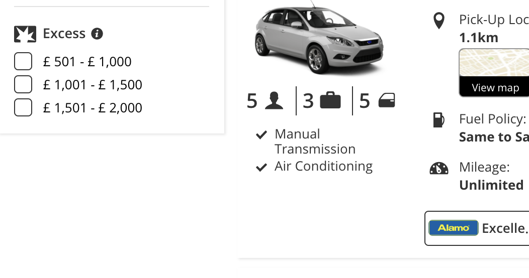 excess amount car rental meaning